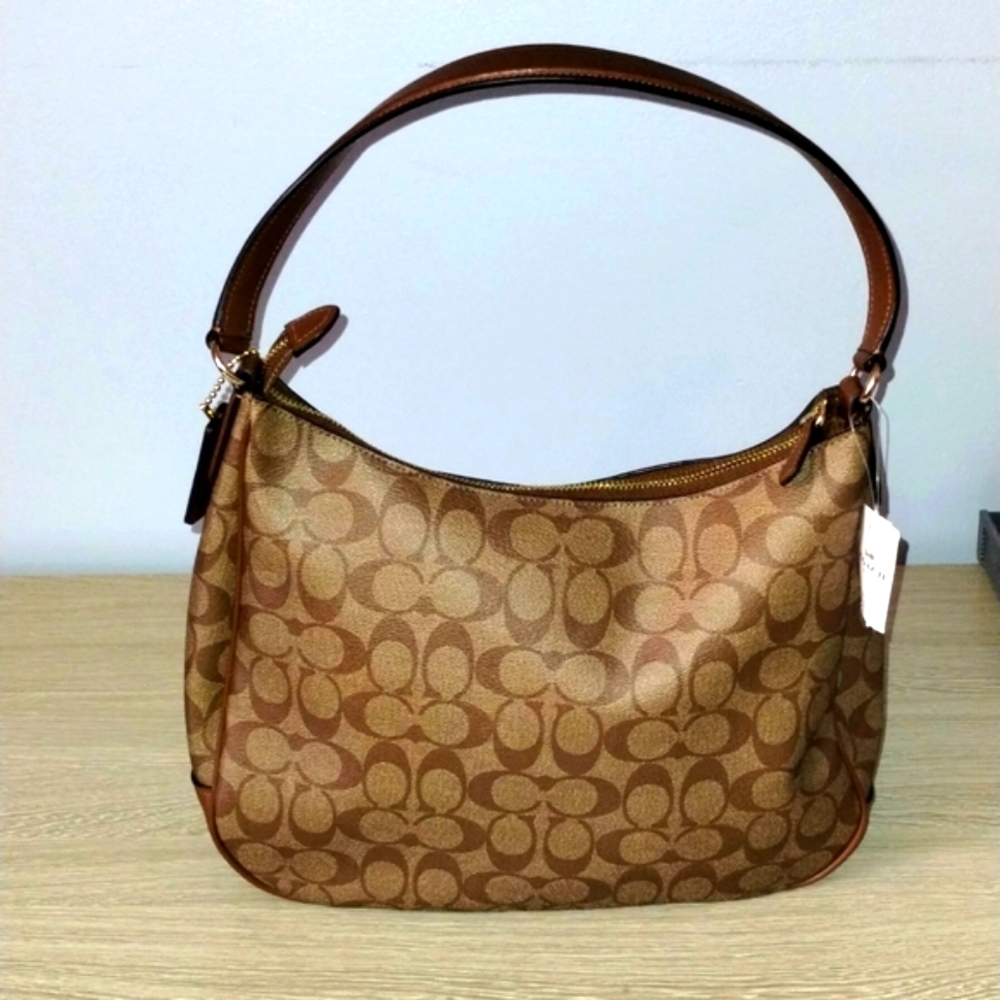 Coach Signature Saddle 2 Shoulder Bag - F20209 (Tan/Gold) 💯 AUTHENTIC - NEW!!!! - Picture 4 of 10
